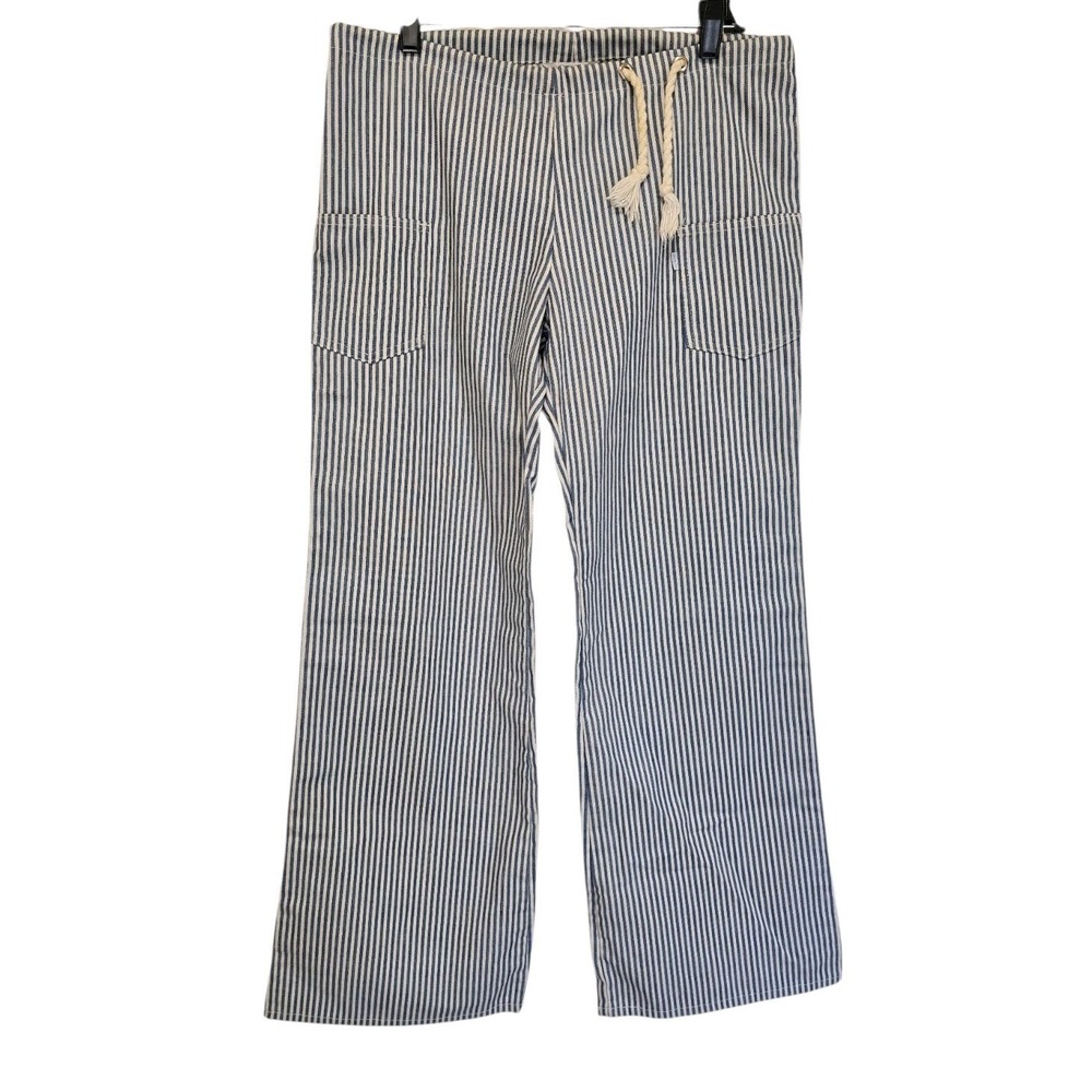 Levis Womens‎ 70s Vintage Denim Blue White Stripe Jeans Size 11 Rope Tie - Picture 2 of 10